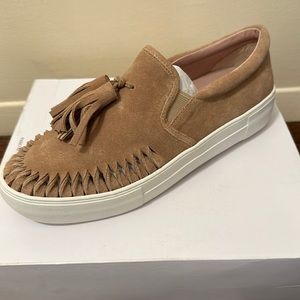 Never worn! J Slide taupe suede slip on slide